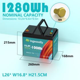 12.8V 100Ah Lifepo4 Battery Pack Lithium Iron Phosphate 6000+Deep Cycle Batteries for boat motor inverter EU Tax Free