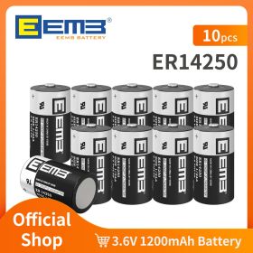 EEMB ER14250 battery 3.6V lithium battery 1/2 AA 1200mAh Li-SOCl2 non rechargeable LS14250 for sensor instruments (10PCS)