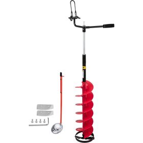 VEVOR Ice Drill Auger, 8'' Diameter Nylon Ice Auger, 41'' Length Ice Auger Bit, Auger Drill w/ 14'' Adjustable Extension Rod, Rubber Handle