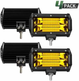 Led Light Bar 4PCS 5 Inch 72W Led Work Lights Spot Flood Beam Off Road Pod Lights Yellow Driving Fog Light Lamps or Trucks ATV UTV Polaris Jeep Boat