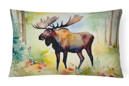 NEW Watercolor Wildlife Throw Pillow Throw Pillow for Indoor Couch Bed Outdoor Patio Washable, Moose 2963,12Hx16W