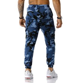 Man Pants Patchwork Camouflage Jogging Pants Outdoor Sports Fitness Sweatpants (Color: navy blue, size: 38)