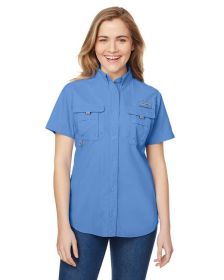 Ladies' Bahamaâ„¢ Short-Sleeve Shirt - WHITE - XS (Color: WHITECAP BLUE, size: XS)