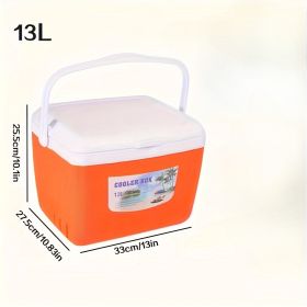 5.2/8.4/13.7/28.5/47.5QT Picnic Insulated Box, Fresh-Keeping Box, Outdoor Picnic, Barbecue, Camping Portable Insulated Box, Orange Fresh-Keeping Box (orange: 13.7QT/13L-1pc)