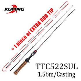 KUYING TETON 1.56m 1.8m 1.86m 1.9m 1.92m 1.98m Super Ultra Soft Light Baitcasting Casting Spinning Lure Fishing Rod Pole Combo (Color: TTC522SUL COMBO)