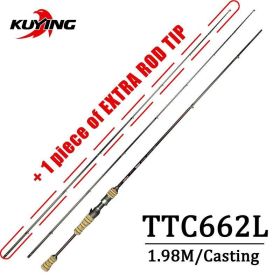 KUYING TETON 1.56m 1.8m 1.86m 1.9m 1.92m 1.98m Super Ultra Soft Light Baitcasting Casting Spinning Lure Fishing Rod Pole Combo (Color: TTC662L COMBO)