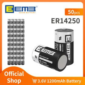 EEMB ER14250 3.6V 1/2 AA Battery Lithium Battery 14250 1200mAh Cell Batteries for Water/Gas Meter Alarm Window Sensor (Color: 50pcs)