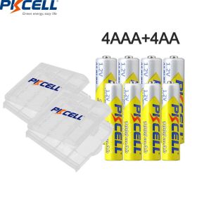 PKCELL 4Pcs 2600mAh AA rechargeable Batteries +4Pcs AAA Batteries 1000mAh 1.2V NI-MH AA AAA Rechargeable Battery for Camera toy (Nominal Voltage: 1.2V, Color: 4AAA and 4AA)