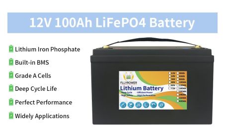 Best-sale 12V 60 80 100 120 200Ah 24V 100Ah LiFePO4 Iron Phosphate Energy Battery With BMS For RV Campers Golf Cart Off-Road (Color: 12V 100Ah332mm)