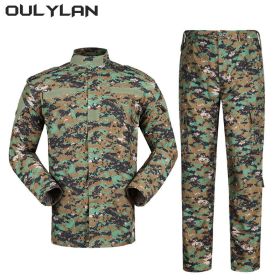 Oulylan Combat Uniform Camo Tactical Suit Men Special Forces Coat Pant Fishing Camouflage Militar Hunting Clothes (Color: green Digital, size: L)