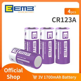 EEMB 3V CR123A Lithium Battery 1700mAh Non-Rechargeable Battery for Microphones Camera Smoke Detector Doorbell Toy Flashlight (Color: 4pcs)