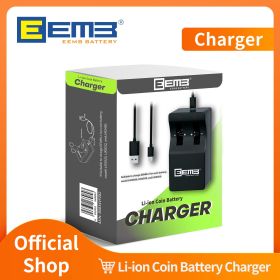 EEMB LIR2032 3.7V 45mAh Button Battery Rechargeable Lithium-ion Battery Coin Cell for Earphone ithium-ion Battery Car Keys Watch (Color: Charger)