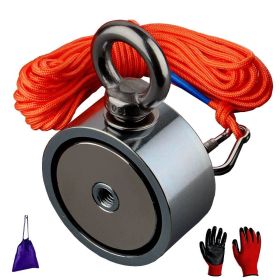 Double Sided 120-150KG Magnet Power Neodymium N52 Hole Recovery Magnets Magnetic Material Base Fishing Magnet 20m Rope (Color: 120KG Magnet an Rope)