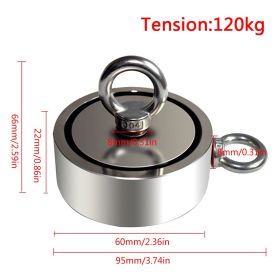 Max 200KG Super Strong Magnet Pot Fishing Magnets Salvage Fishing Hook Magnets Strongest Permanent Powerful Neodymium Magnetic (Color: pull max 120kg)