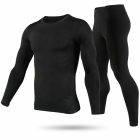 Men Thermal Underwear Set Long Johns Pants Long Sleeve Soft Underwear Kit Top Bottom Winter Sports Suits (Color: Black, size: XXL)