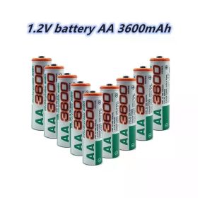 100% 1.2V AA 3600mAh Rechargeable Nickel Hydrogen Battery Toy Alarm Clock Remote Control Microphone Charging Battery (Color: 10 PCS batteries)