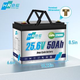 24V 100Ah 50Ah LiFePO4 Battery, Lithium Batteries with 100A BMS, 6000+ Rechargeable Deep Cycles, Grade A Cells, for Marine,Solar (Color: 24V 50AH)