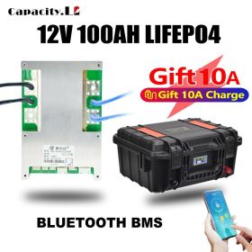 12v 120ah Lifepo4 battery pack 100ah outdoor lithium battery RV 12V motor Bluetooth PD energy storage power bank (Color: CS100AH  Bluetooth)