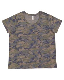 LAT 3816 Ladies' Curvy Fine Jersey T-Shirt (Color: VINTAGE CAMO, size: 18-20)