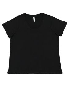 LAT 3816 Ladies' Curvy Fine Jersey T-Shirt (Color: BLENDED BLACK, size: 14-16)