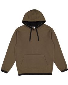 LAT 6996 Adult Statement Fleece Pullover Hoodie (Color: MILTARY GRN/ BLK, size: L)