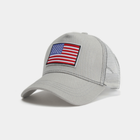 American Flag Trucker Hat with Adjustable Strap (Color: White and RBW)