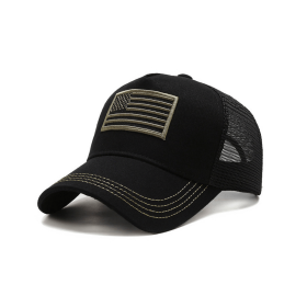 American Flag Trucker Hat with Adjustable Strap (Color: Black and Green)