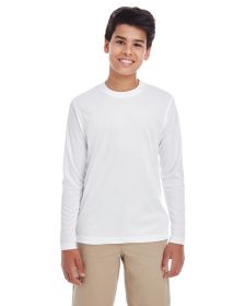 UltraClub 8622Y Youth Cool & Dry Performance Long-Sleeve Top (Color: White, size: XS)