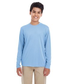 UltraClub 8622Y Youth Cool & Dry Performance Long-Sleeve Top (Color: COLUMBIA BLUE, size: XS)