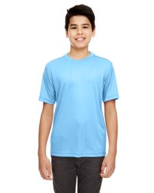 UltraClub 8620Y Youth Cool & Dry Basic Performance T-Shirt (Color: COLUMBIA BLUE, size: L)