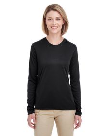 UltraClub 8622W Ladies' Cool & Dry Performance Long-Sleeve Top (Color: Black, size: 3XL)