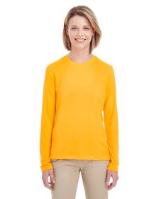 UltraClub 8622W Ladies' Cool & Dry Performance Long-Sleeve Top (Color: GOLD, size: XL)