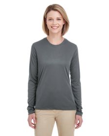 UltraClub 8622W Ladies' Cool & Dry Performance Long-Sleeve Top (Color: Charcoal, size: L)