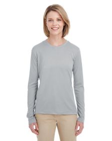 UltraClub 8622W Ladies' Cool & Dry Performance Long-Sleeve Top (Color: grey, size: 2XL)