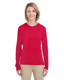 UltraClub 8622W Ladies' Cool & Dry Performance Long-Sleeve Top (Color: Red, size: S)