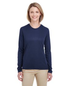 UltraClub 8622W Ladies' Cool & Dry Performance Long-Sleeve Top (Color: NAVY, size: S)