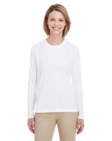 UltraClub 8622W Ladies' Cool & Dry Performance Long-Sleeve Top (Color: White, size: M)