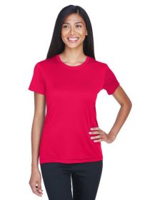 UltraClub 8620L Ladies' Cool & Dry Basic Performance T-Shirt (Color: Red, size: 2XL)