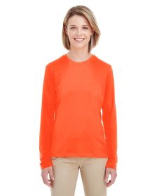 UltraClub 8622W Ladies' Cool & Dry Performance Long-Sleeve Top (Color: BRIGHT ORANGE, size: S)