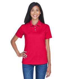 UltraClub 8445L Ladies' Cool & Dry Stain-Release Performance Polo (Color: Red, size: L)