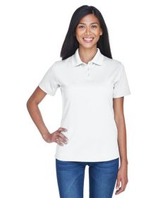 UltraClub 8445L Ladies' Cool & Dry Stain-Release Performance Polo (Color: White, size: 2XL)