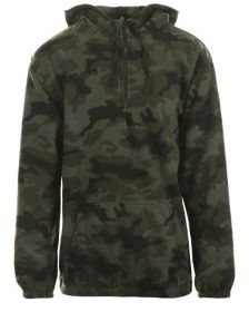 Burnside B3600 Mens' Polar Fleece Quarter-Zip Pullover (Color: GREEN CAMO, size: M)