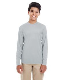 UltraClub 8622Y Youth Cool & Dry Performance Long-Sleeve Top (Color: grey, size: XL)