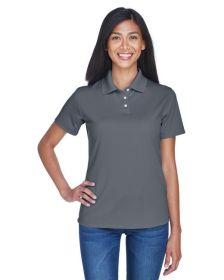 UltraClub 8445L Ladies' Cool & Dry Stain-Release Performance Polo (Color: Charcoal, size: 3XL)