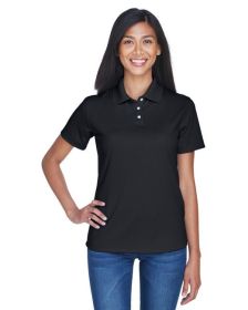 UltraClub 8445L Ladies' Cool & Dry Stain-Release Performance Polo (Color: Black, size: S)