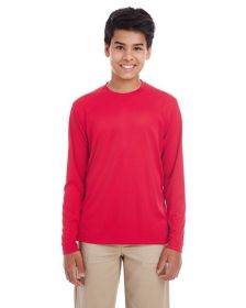 UltraClub 8622Y Youth Cool & Dry Performance Long-Sleeve Top (Color: Red, size: XL)