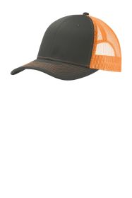 Port Authority Snapback Trucker Cap C112 (Color: Grey Steel/ Neon Orange)