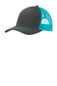 Port Authority Snapback Trucker Cap C112 (Color: Grey Steel/ Neon Blue)