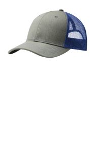 Port Authority Snapback Trucker Cap C112 (Color: Heather Grey/ Patriot Blue)