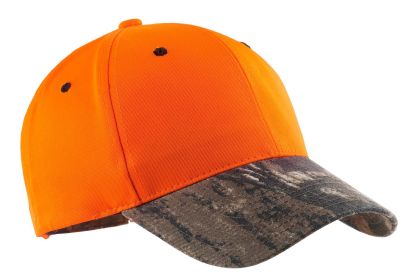 Port Authority Enhanced Visibility Cap with Camo Brim C804 (Color: Orange Blaze/ Mossy Oak New Break-Up)